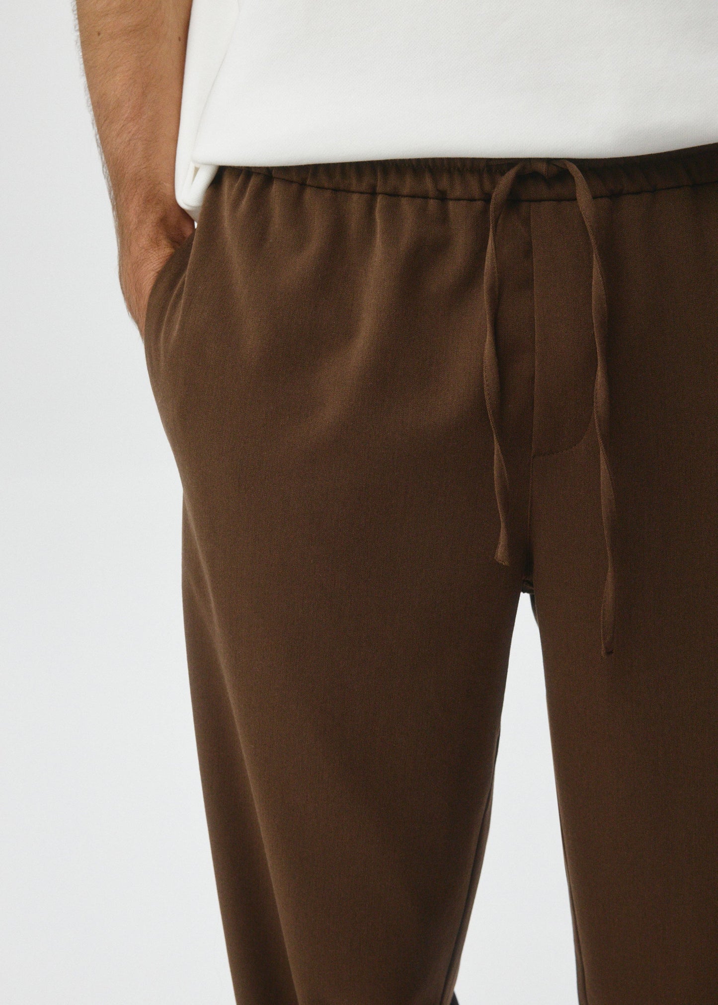 Elastic Waistband Slim Fit Trousers