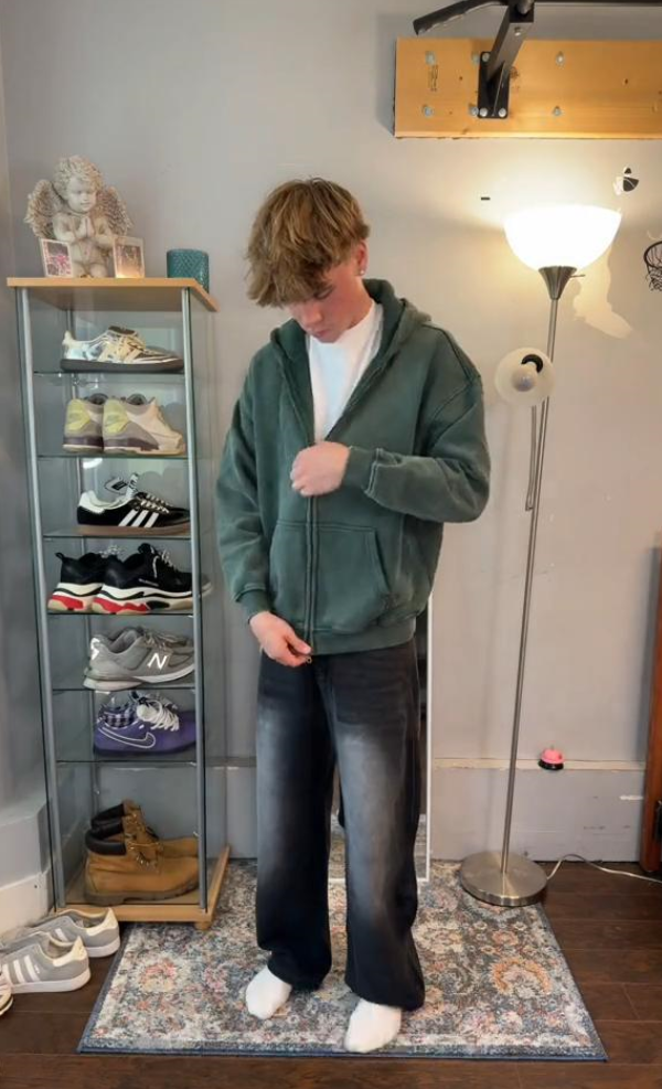 Distressed Fleece Zip Hoodie