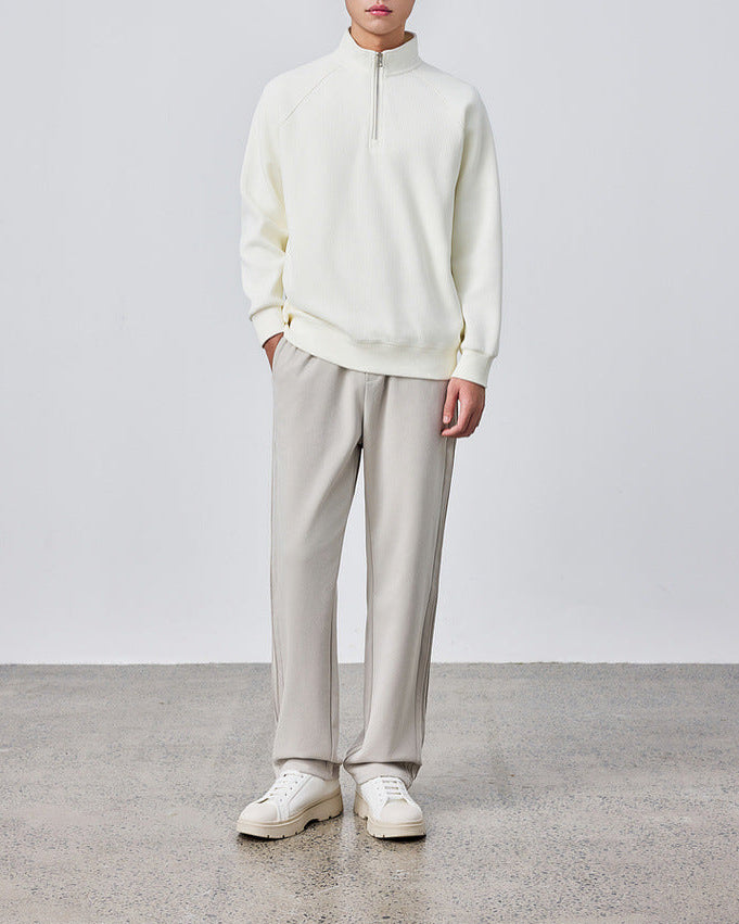 Vertical Texture Half-zip Sweatshirt