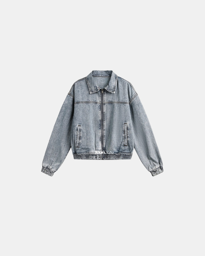 Washed Denim Bomber Jacket