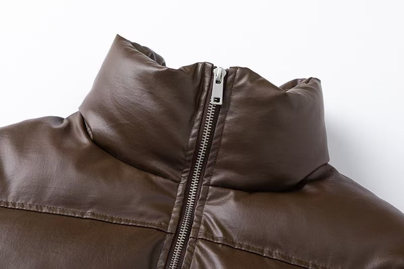 Vintage Pu Leather Faux-Fur Thick Jacket