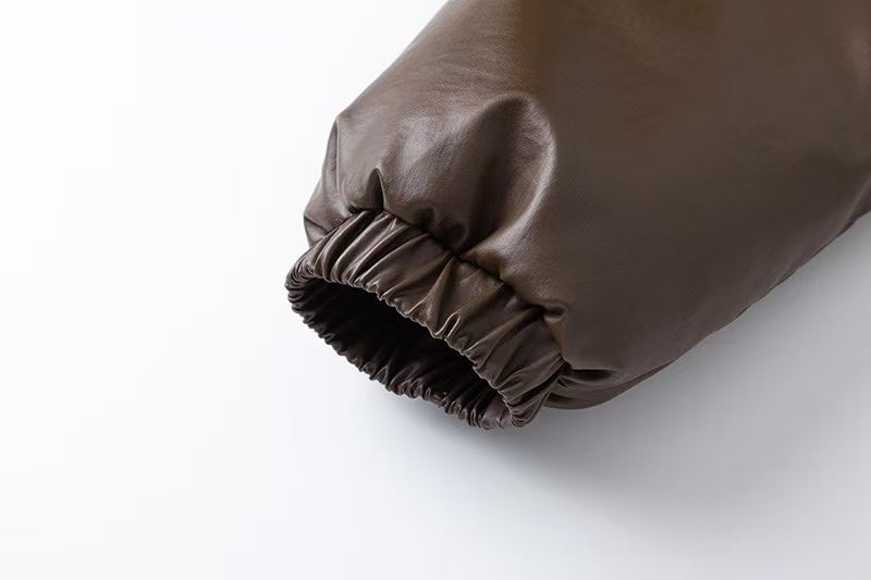 Vintage Pu Leather Faux-Fur Thick Jacket