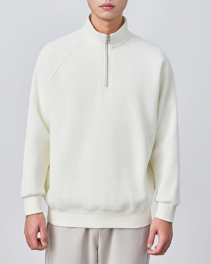 Vertical Texture Half-zip Sweatshirt