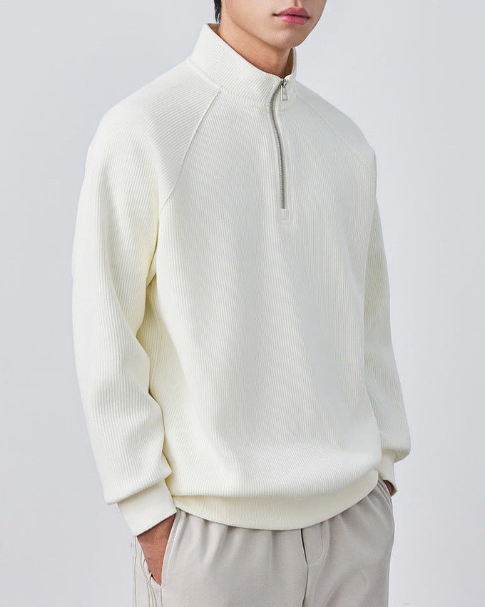 Vertical Texture Half-zip Sweatshirt