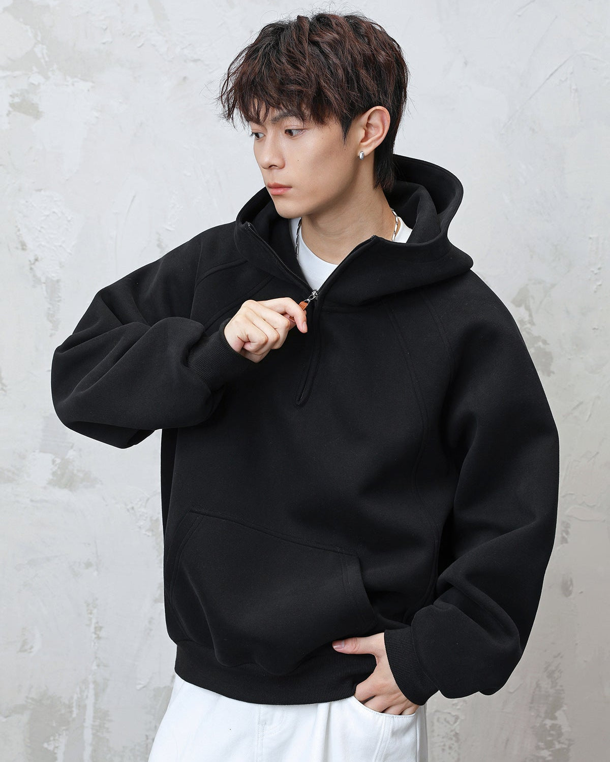 The Sculpted Split Semi-Zip Hoodie