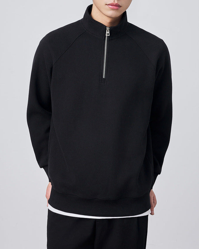 Vertical Texture Half-zip Sweatshirt