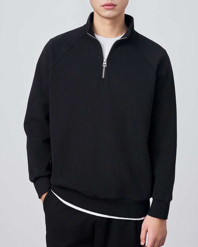 Vertical Texture Half-zip Sweatshirt