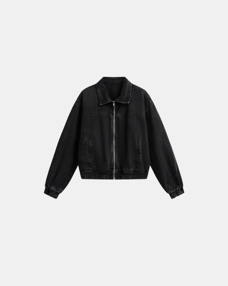 Washed Denim Bomber Jacket