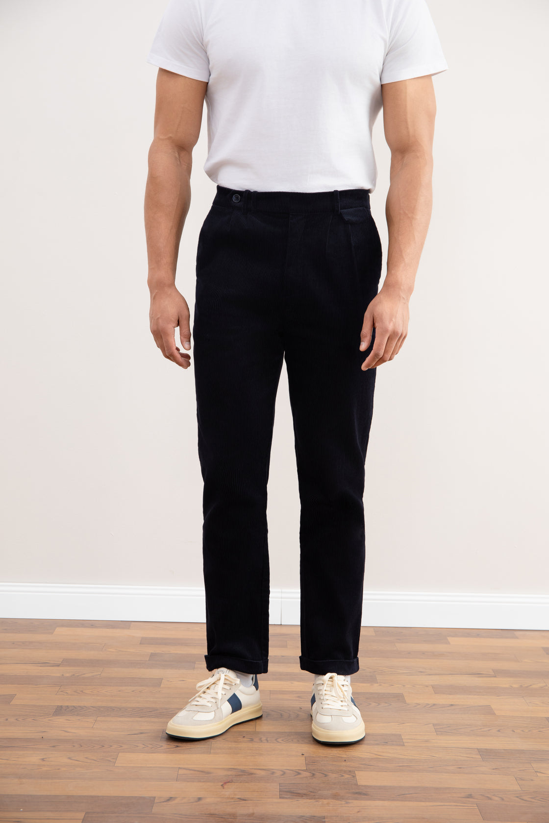 Navy Straight-Fit Corduroy Pants