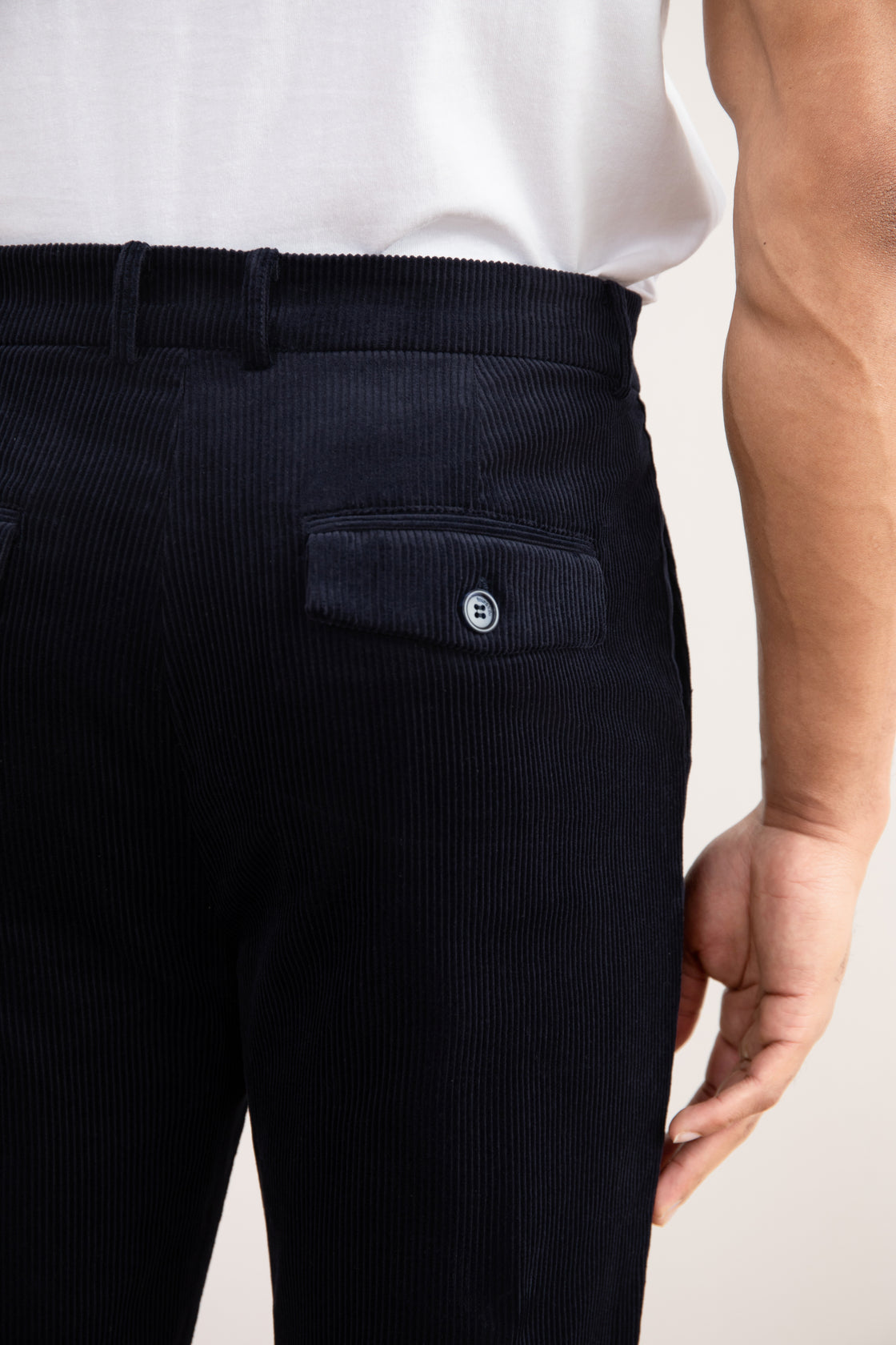 Navy Straight-Fit Corduroy Pants