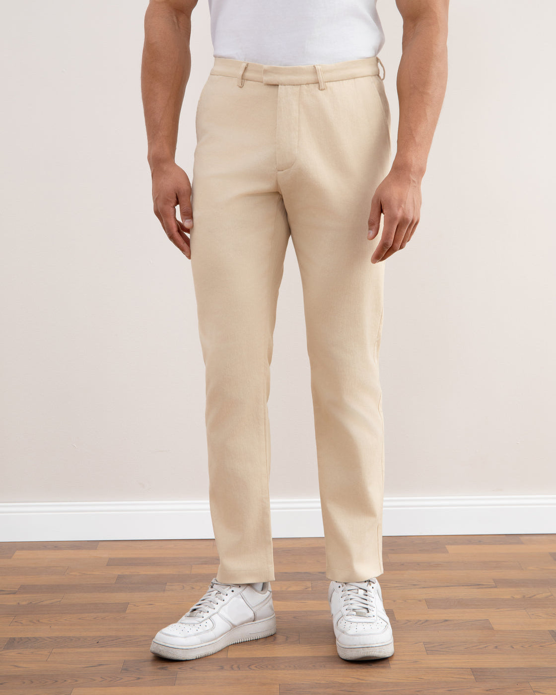 Beige Straight-Fit Winter Pants