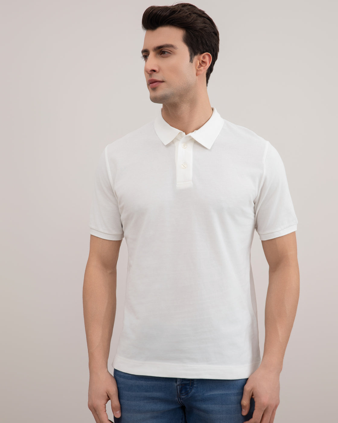 White Cotton-Piqué Polo Shirt