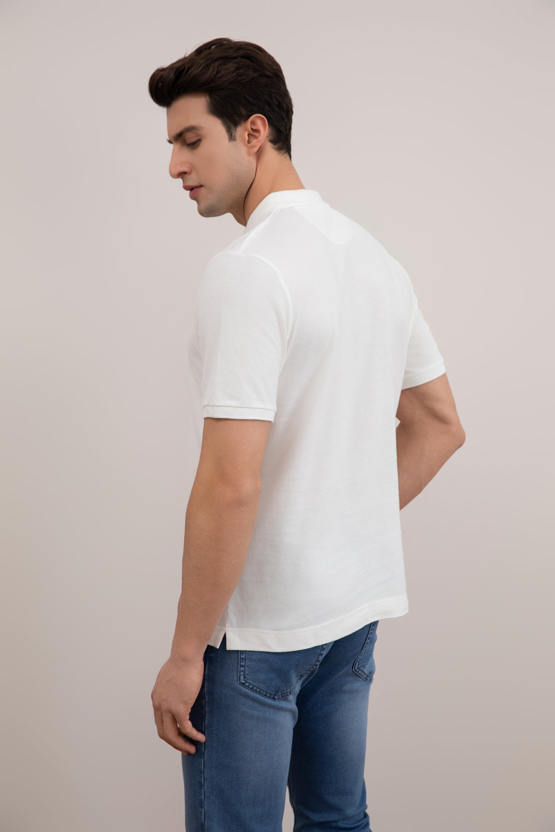 White Cotton-Piqué Polo Shirt