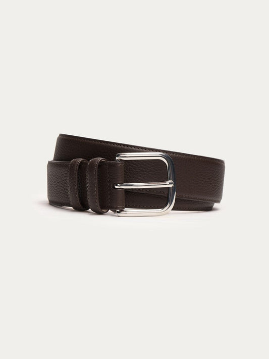 Silver buckle belt - dark brown