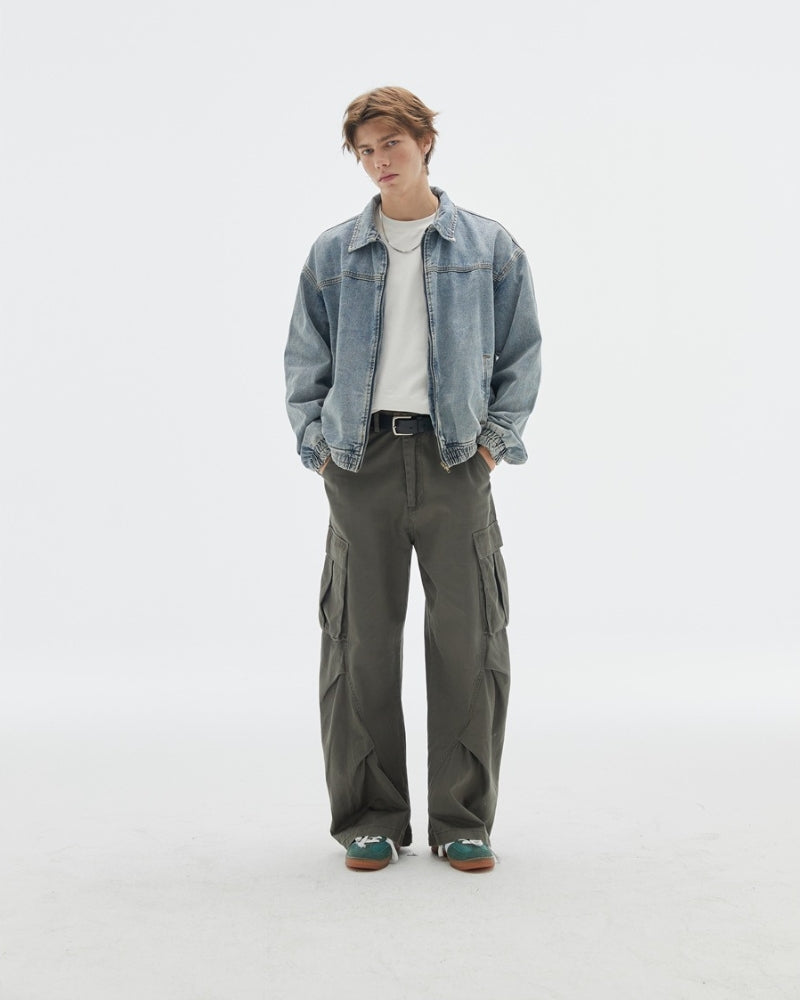 Washed Denim Bomber Jacket