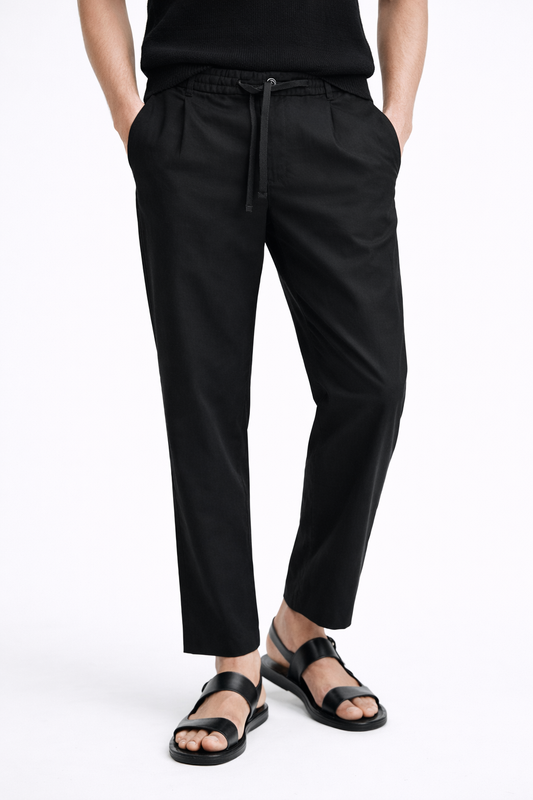 Cotton and linen blend trousers