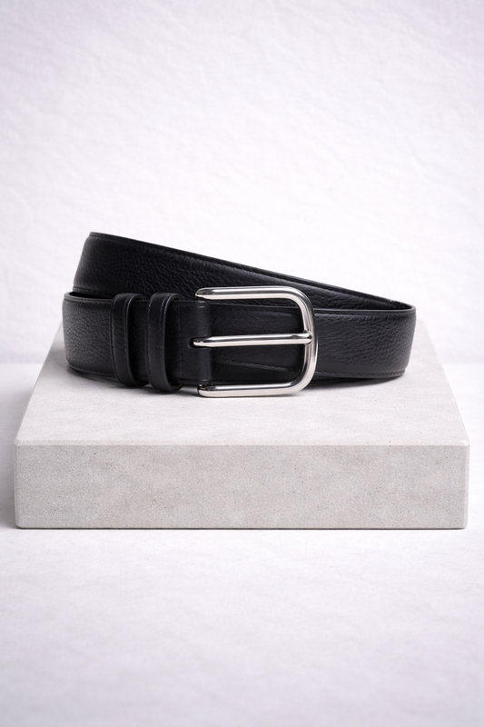 Silver buckle belt - black