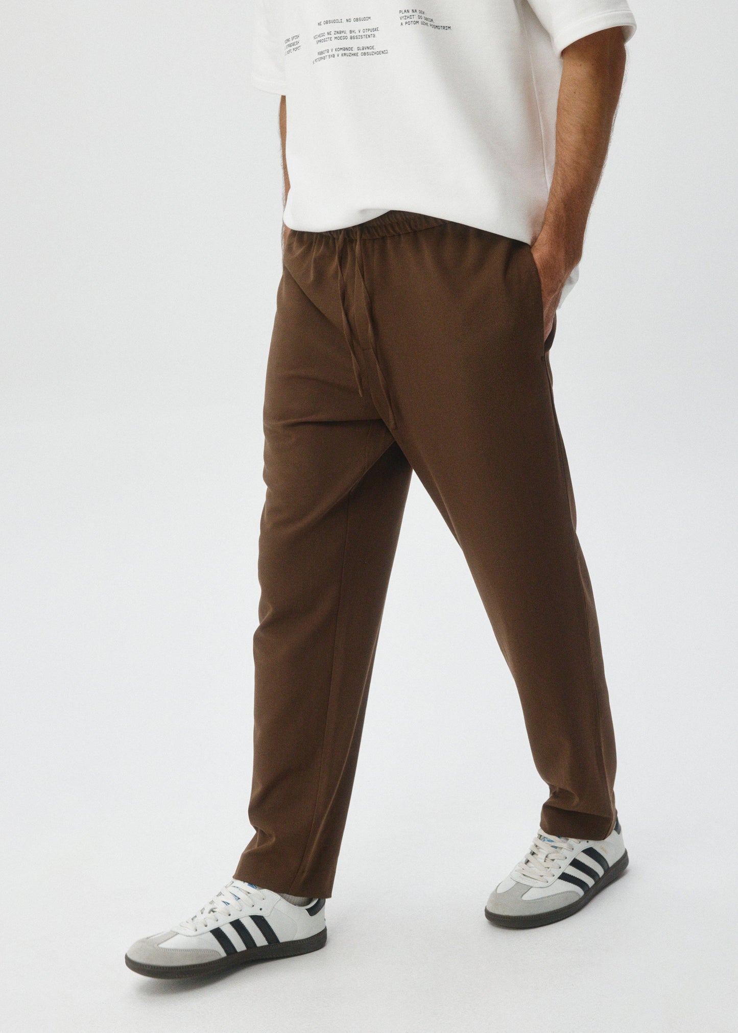 Elastic Waistband Slim Fit Trousers