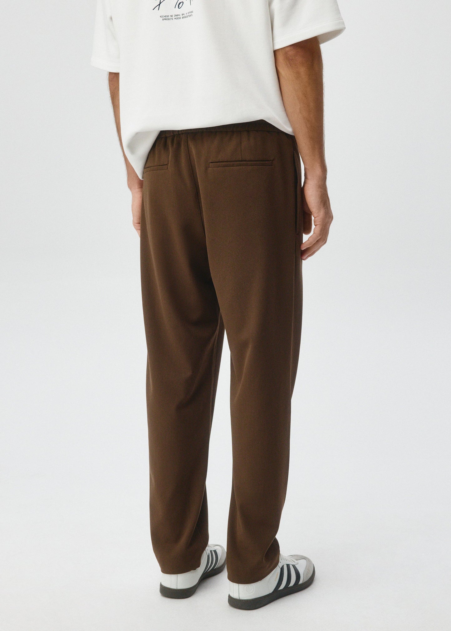 Elastic Waistband Slim Fit Trousers