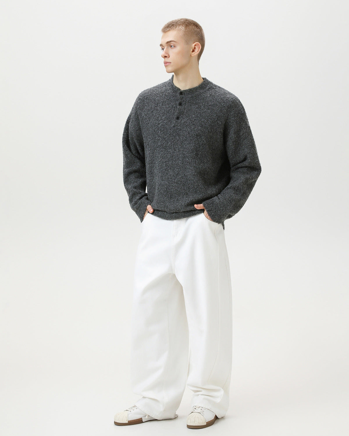 Heritage Wool Blend Oversized Polo Sweater