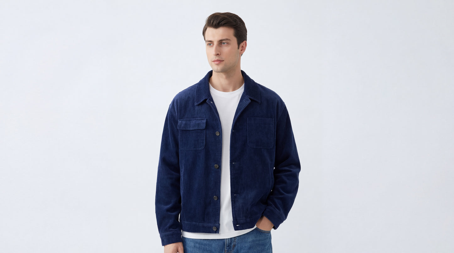 Indigo Corduroy Overshirt Jacket